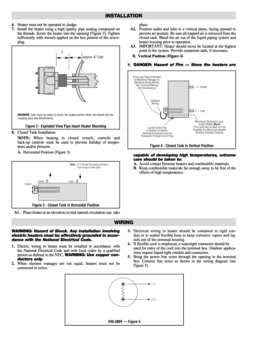 Chromalox PD441-1 manual Wiring, B.Vertical Position Figure, NOTE When, Installation 