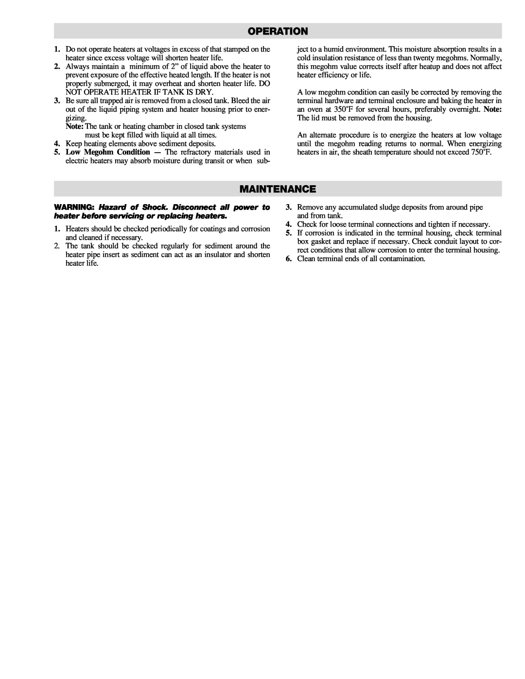 Chromalox PD441-1 manual Operation, Maintenance 