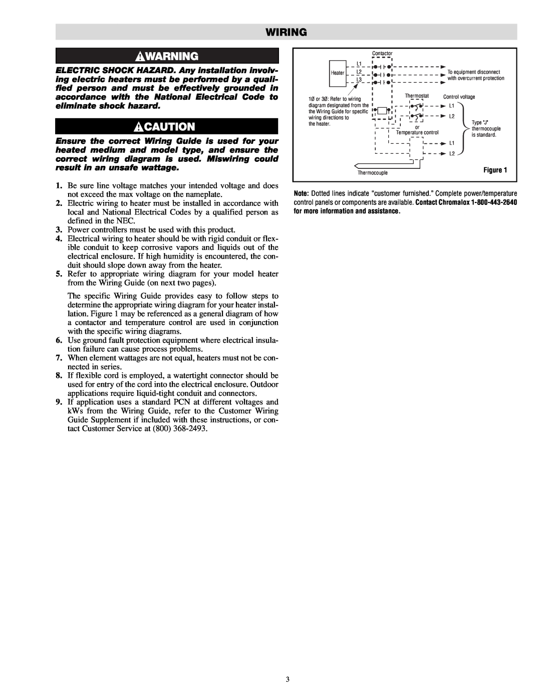 Chromalox PE414-3 specifications Wiring 