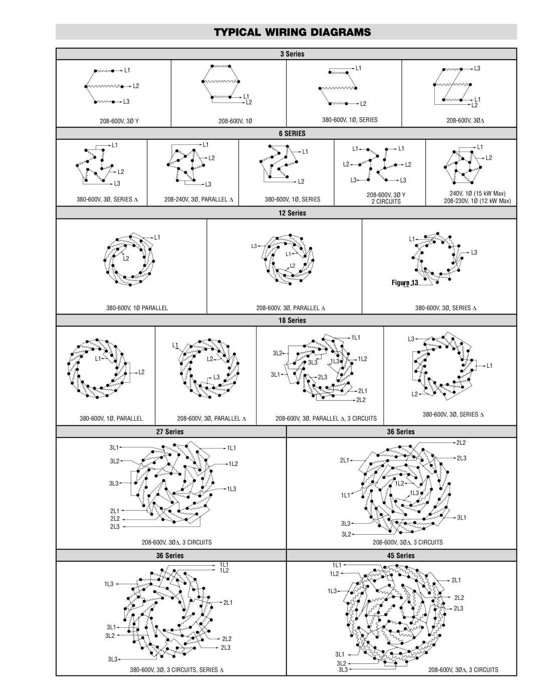 Chromalox PE417-3 specifications Typical Wiring Diagrams, Series 