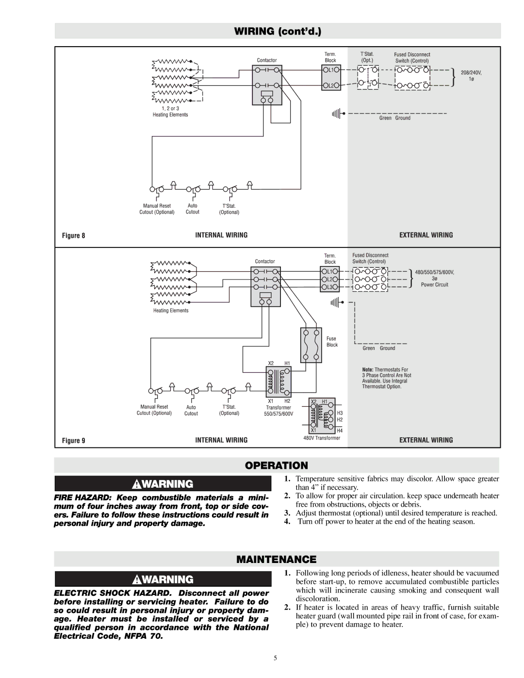 Chromalox PF422-5 manual Operation, Maintenance 