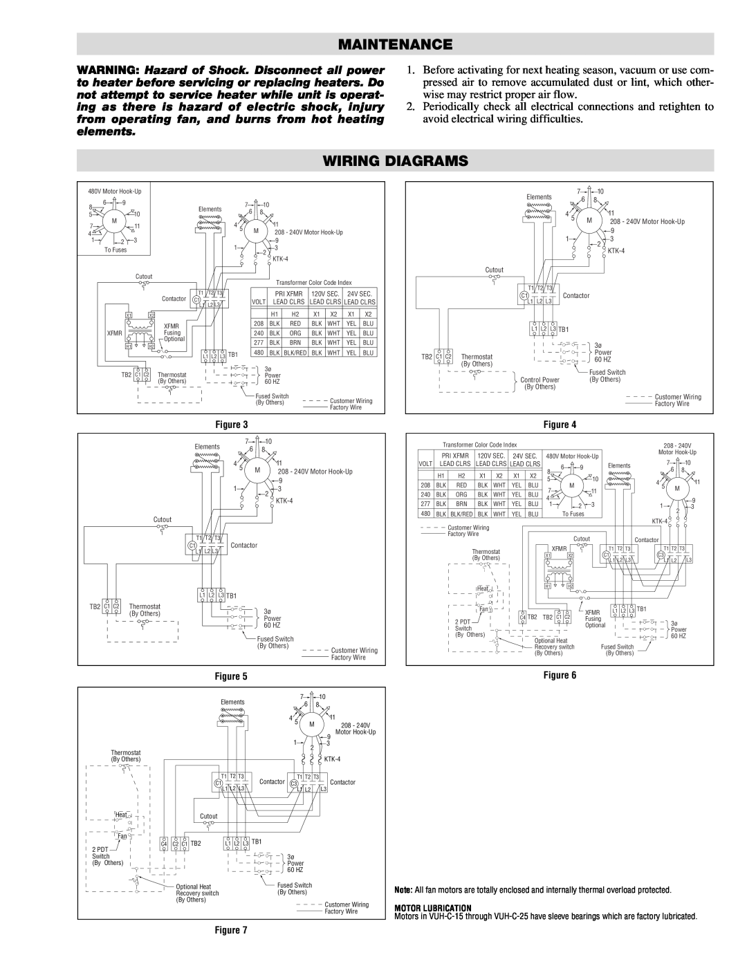 Chromalox PF451-3 specifications Maintenance, Wiring Diagrams, Motor Lubrication 