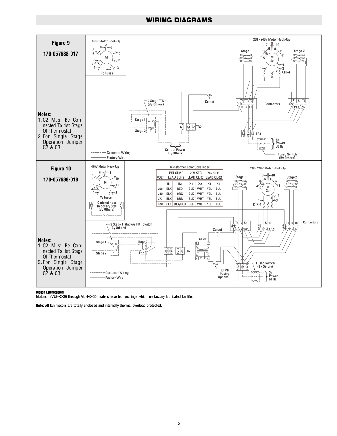 Chromalox PF452-4 specifications 057688-017 Notes, 057688-018 Notes, Wiring Diagrams, 1. C2 Must Be Con nected To 1st Stage 