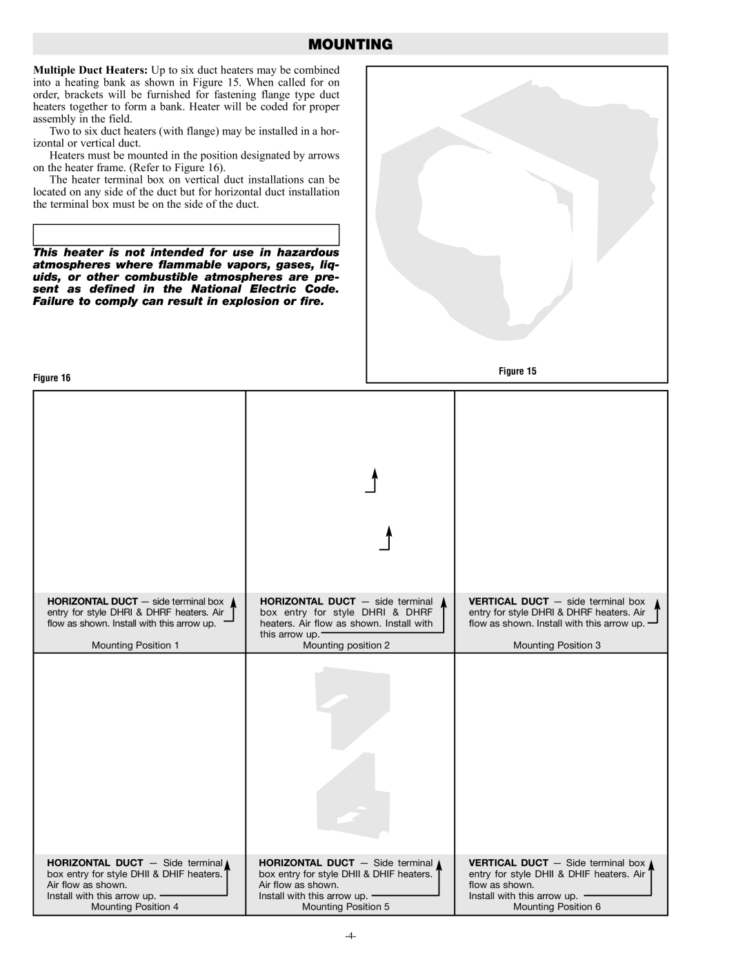 Chromalox PF455-3 manual Mounting 