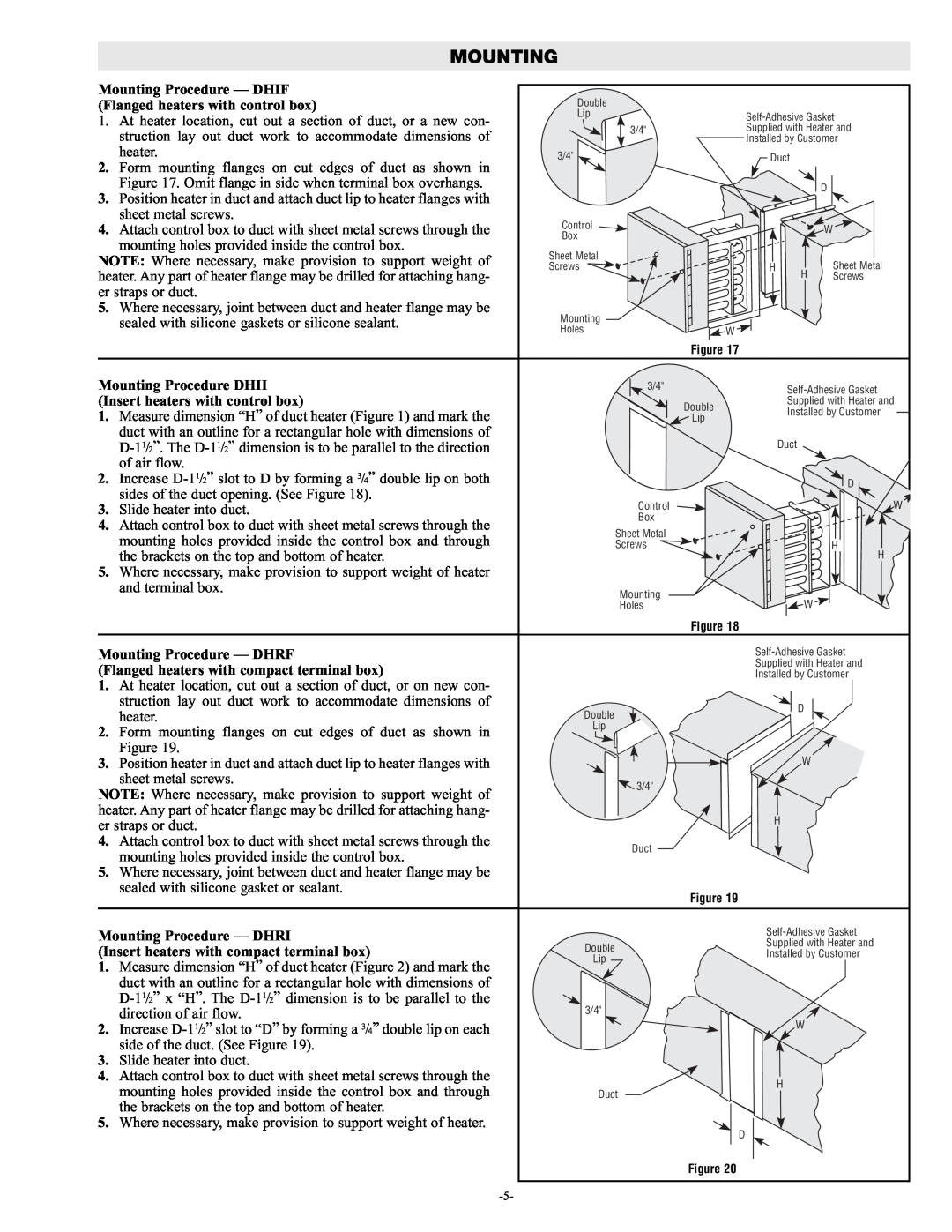 Chromalox PF455-3 manual Mounting Procedure - DHIF 