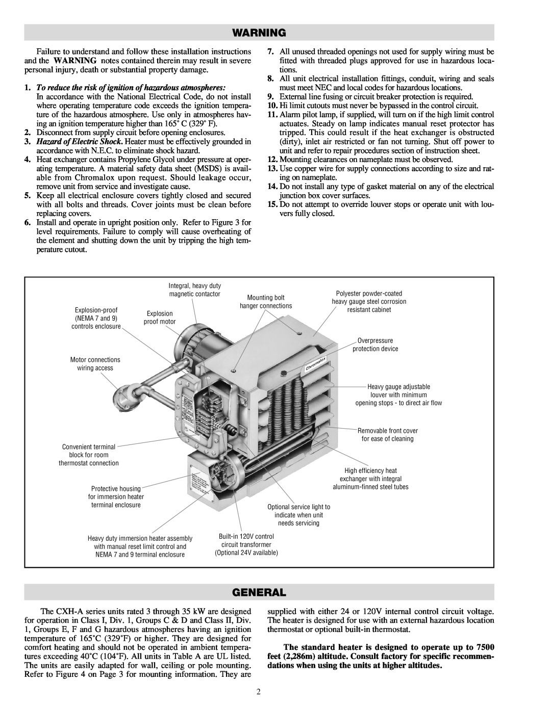 Chromalox PF490-5 installation instructions General 
