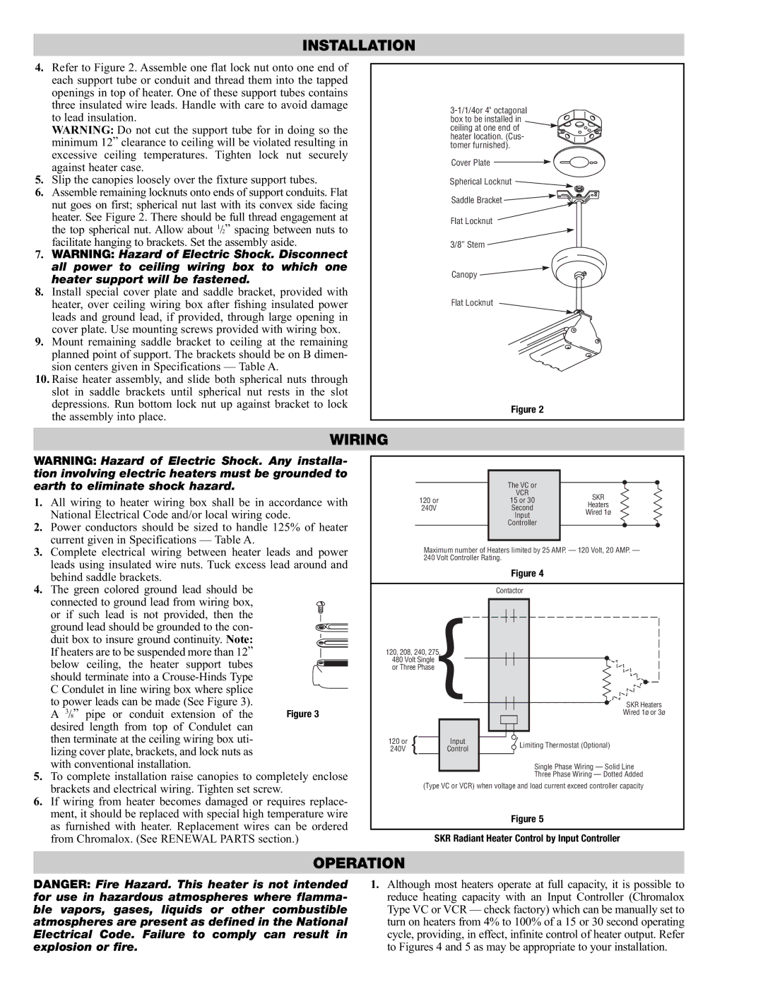 Chromalox PG417-3 specifications Wiring, Operation 