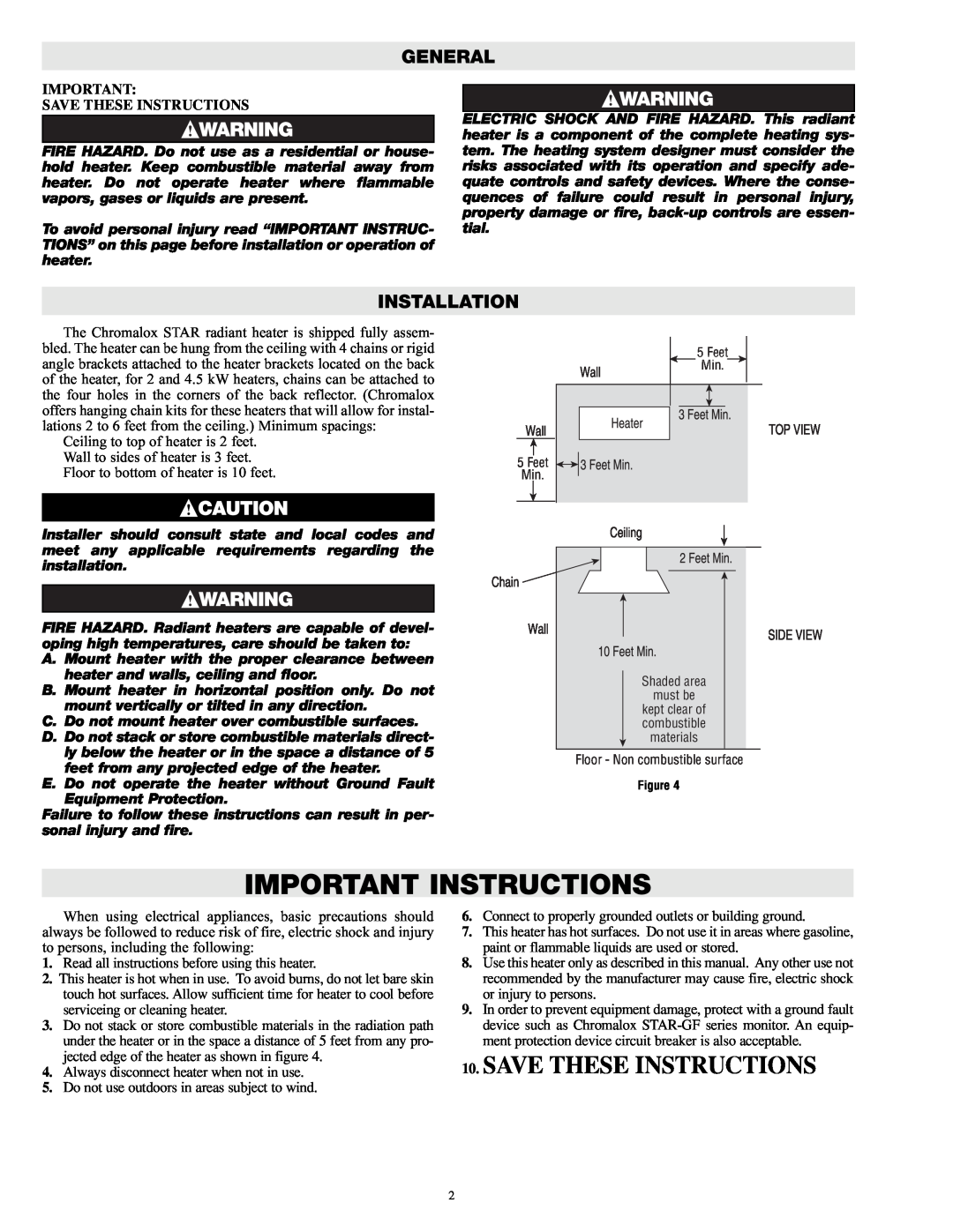 Chromalox PG434-4, PG434-3 specifications General, Installation, Save These Instructions, Important Instructions 