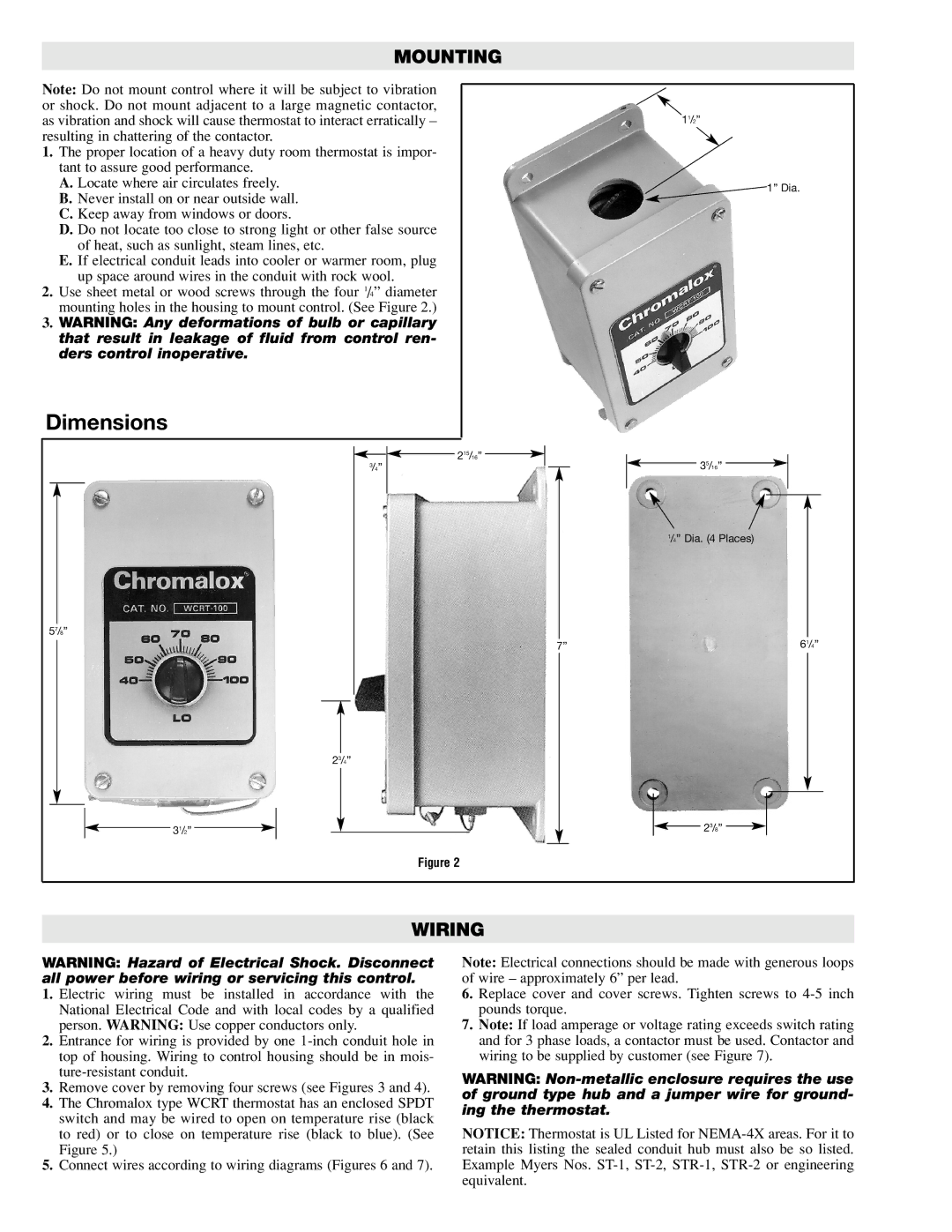 Chromalox PK471-4 specifications Mounting, Wiring 