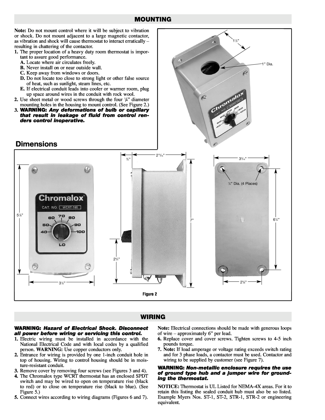 Chromalox PK471-4 specifications Mounting, Wiring, Dimensions 