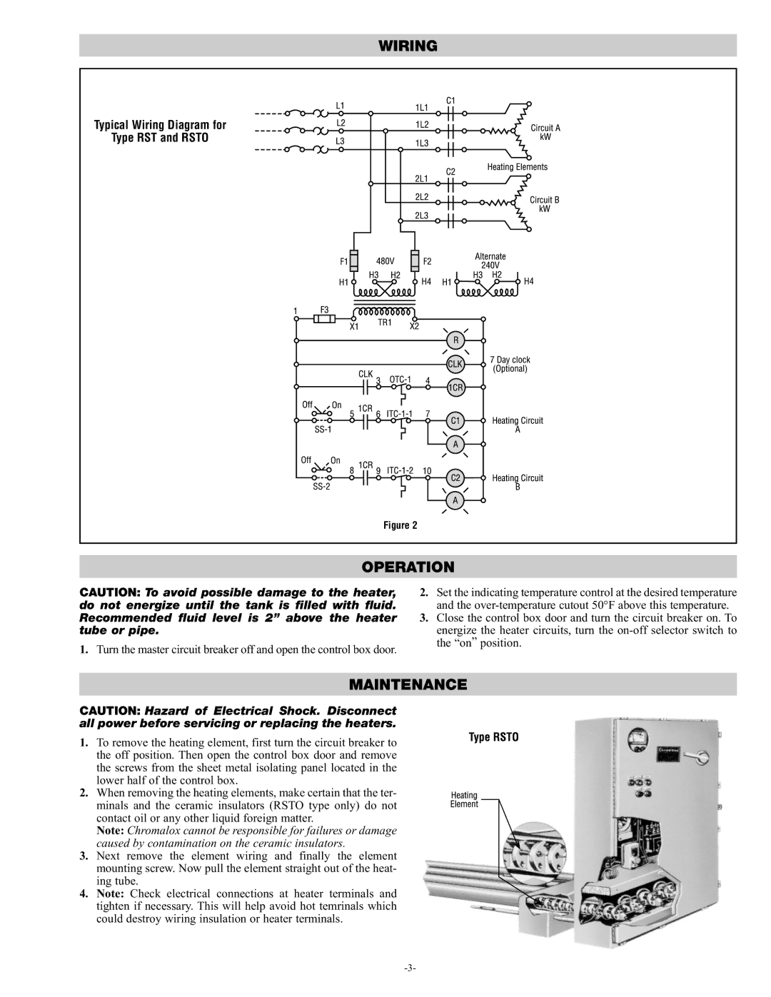 Chromalox PN400-3 specifications Operation, Maintenance 