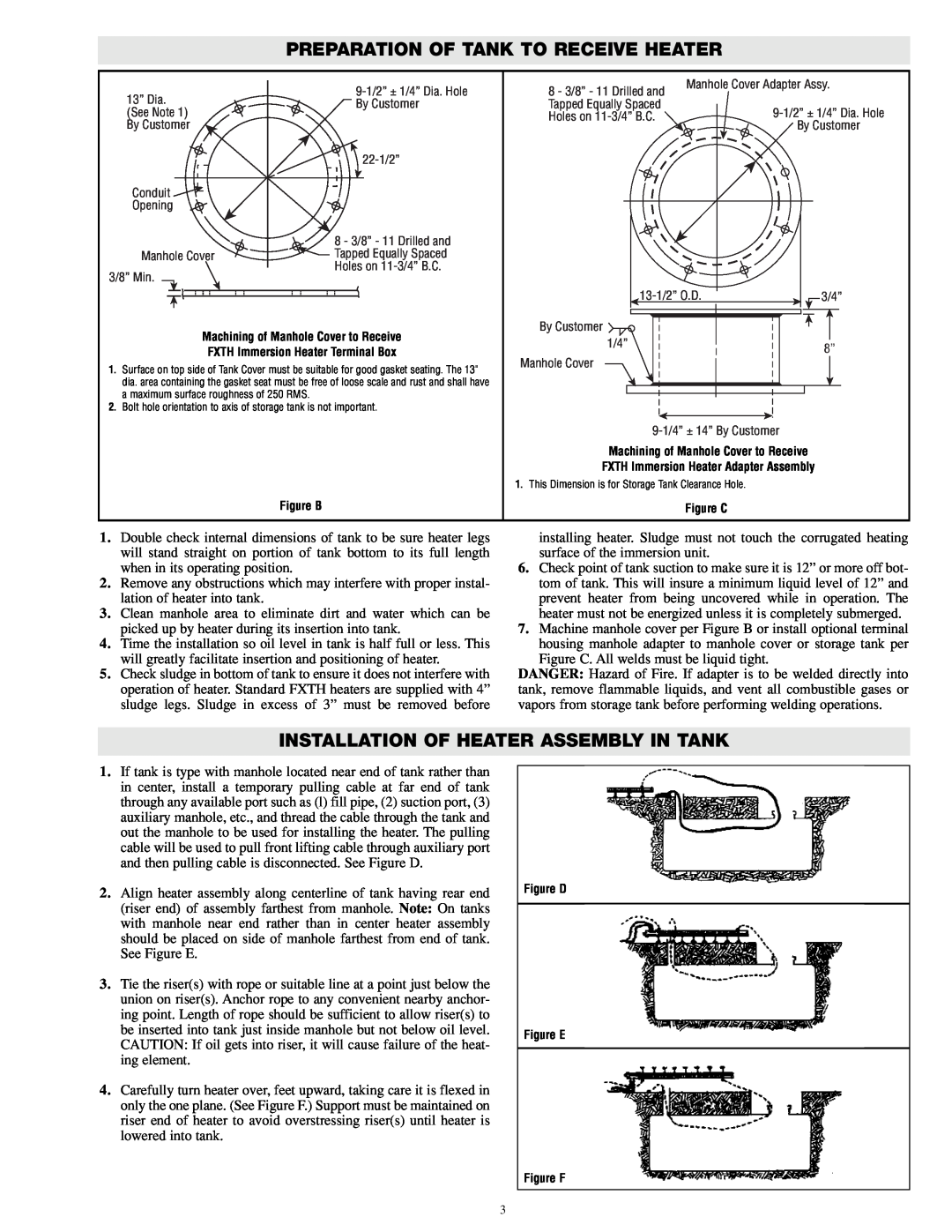 Chromalox PN401 specifications Preparation Of Tank To Receive Heater, Installation Of Heater Assembly In Tank, 3/4” 