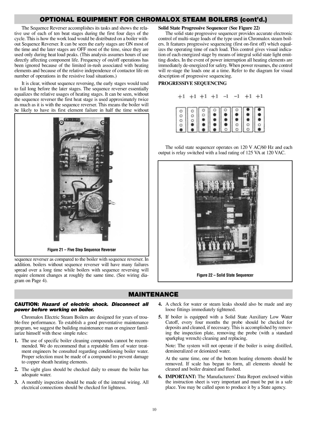 Chromalox PQ404-6 specifications Maintenance, Solid State Progressive Sequencer See Figure, Progressive Sequencing 