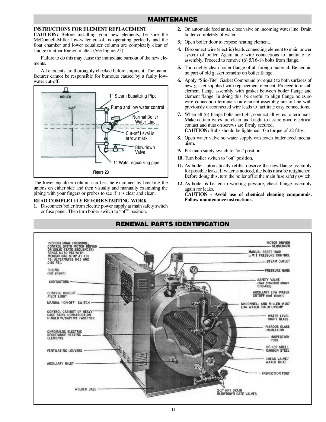 Chromalox PQ404-6 specifications Renewal Parts Identification, Read Completely Before Starting Work 