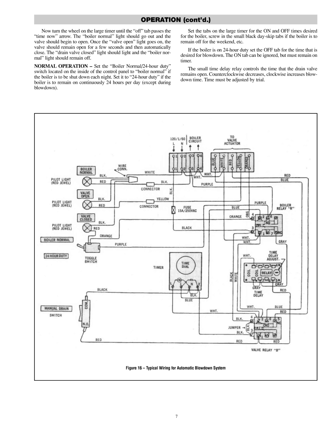 Chromalox PQ404-6 specifications Operation cont’d, Typical Wiring for Automatic Blowdown System 