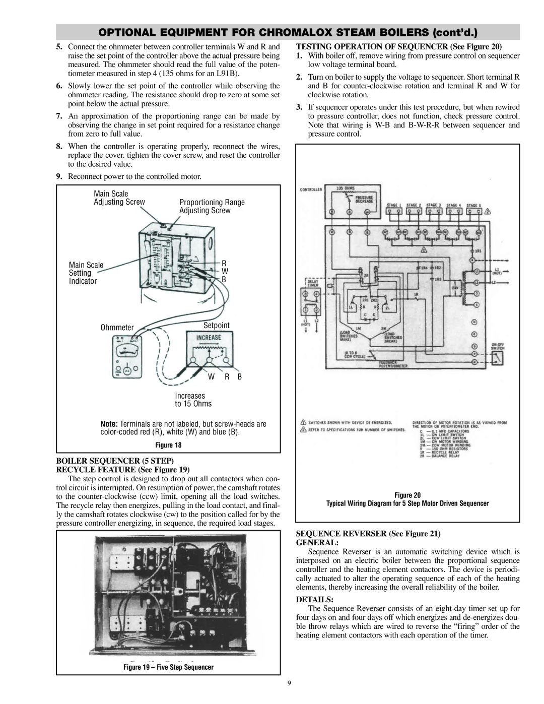 Chromalox PQ404-6 Optional Equipment for Chromalox Steam Boilers cont’d, Boiler Sequencer 5 Step, General, Details 