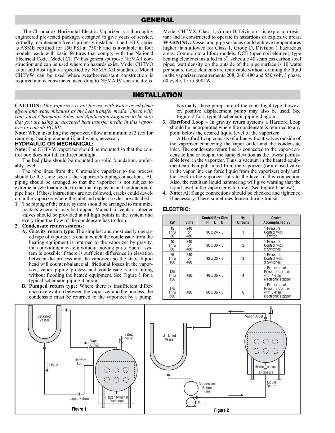 Chromalox PQ431 specifications General, Installation, Control Box Size, Accomplished By 