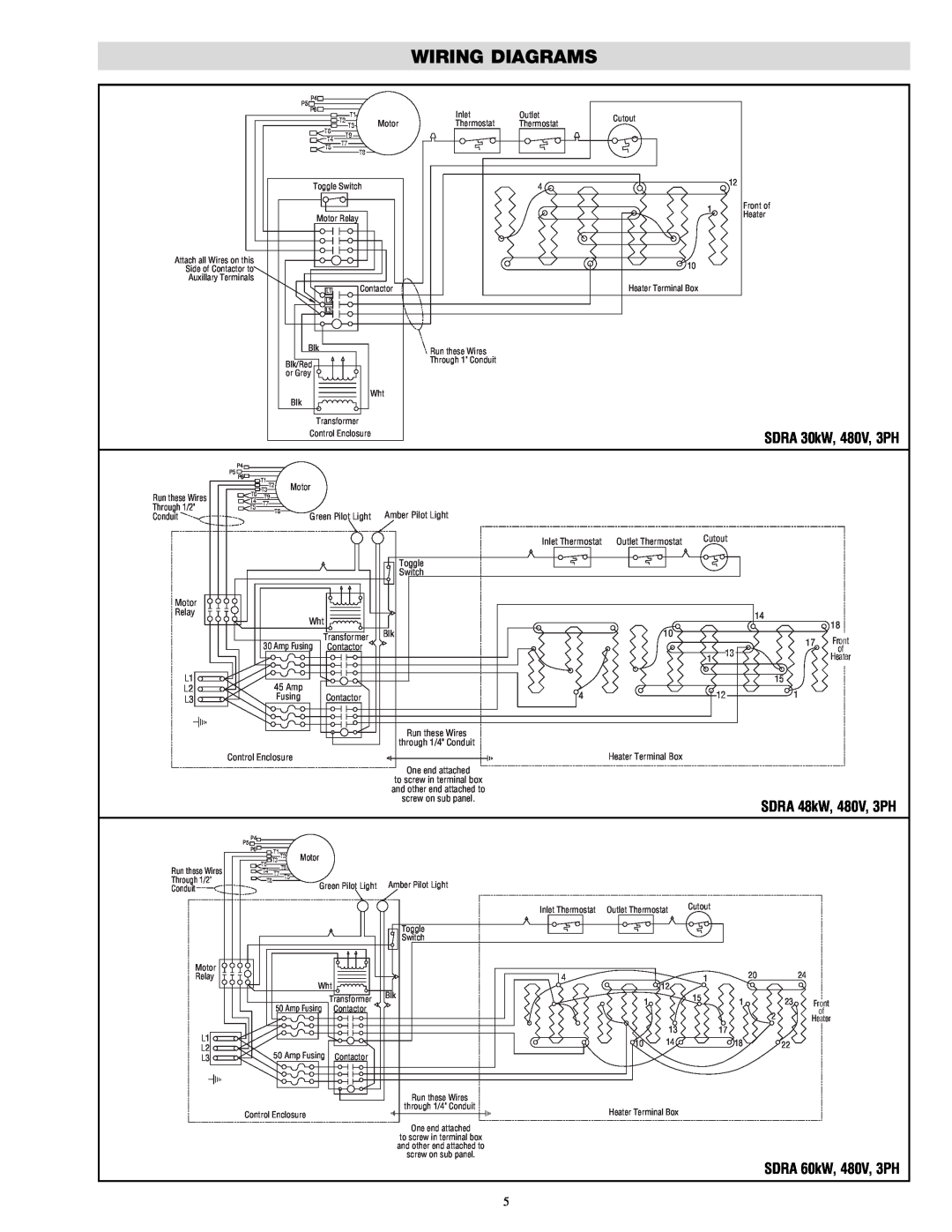 Chromalox SDRA-RG specifications Wiring Diagrams, SDRA 48kW, 480V, 3PH 