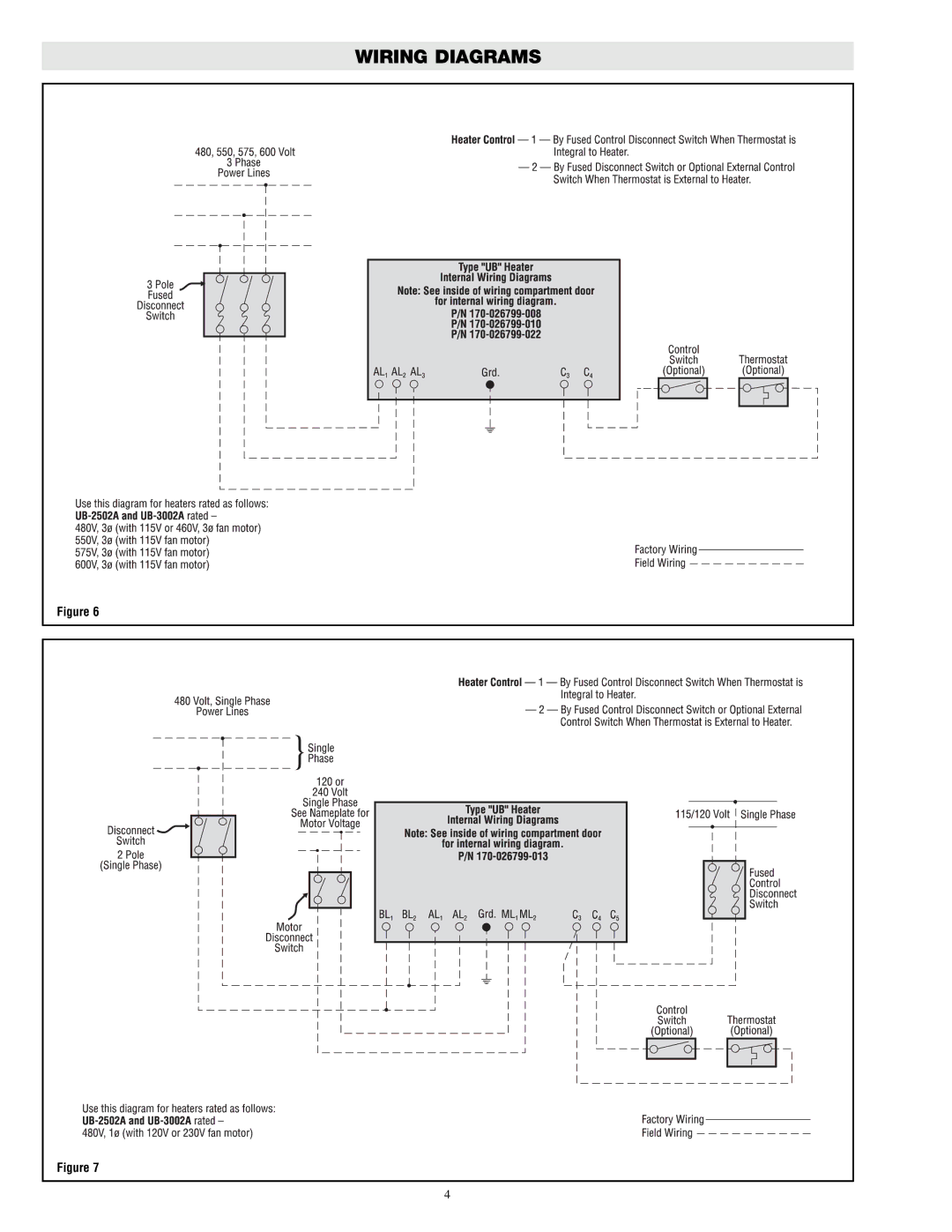 Chromalox UB-3002A, UB-2502A specifications Wiring Diagrams 