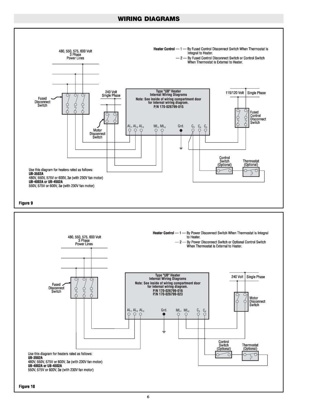 Chromalox UB-4502A, UB-3502A, UB-4002A, UB-5002A specifications Wiring Diagrams 