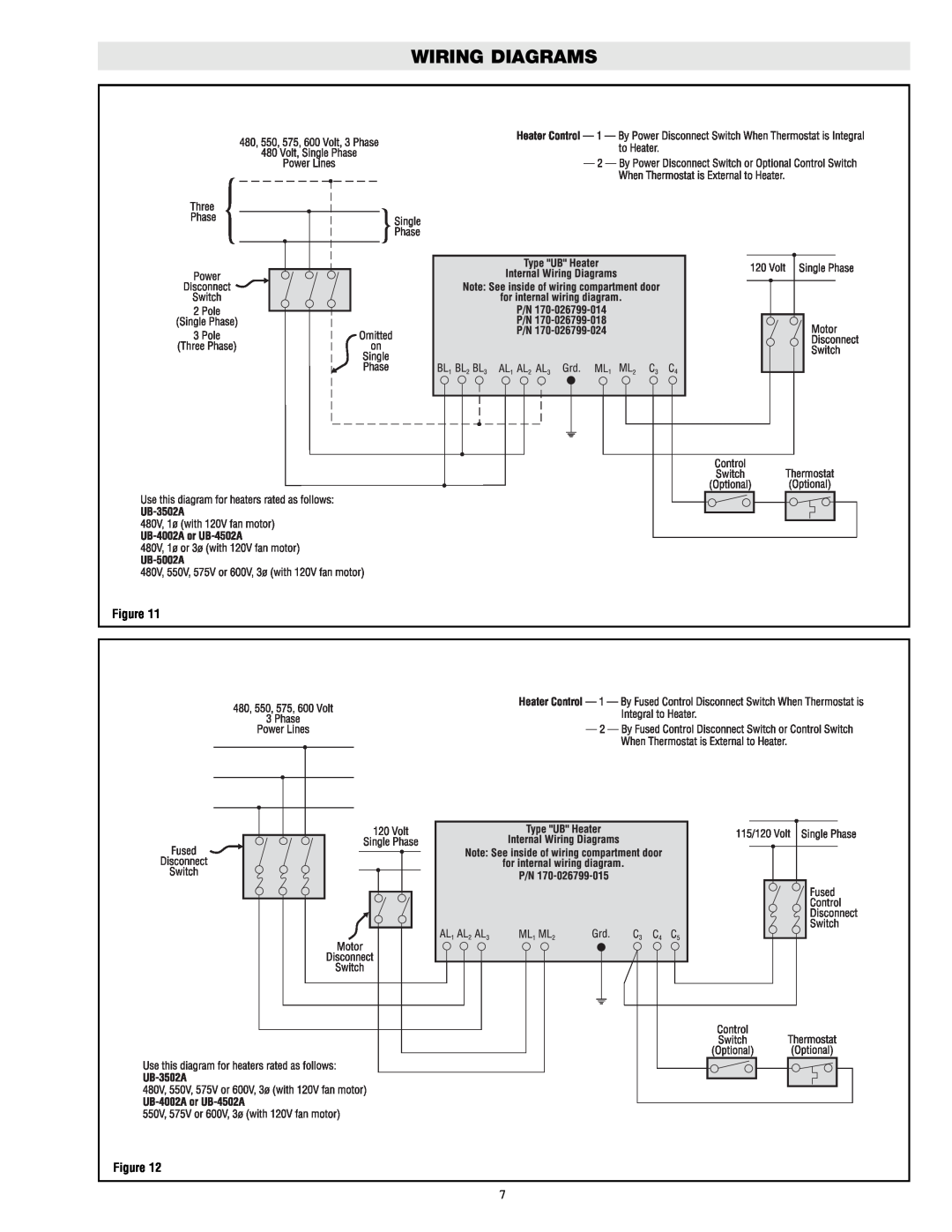 Chromalox UB-5002A, UB-3502A, UB-4002A, UB-4502A specifications Wiring Diagrams 