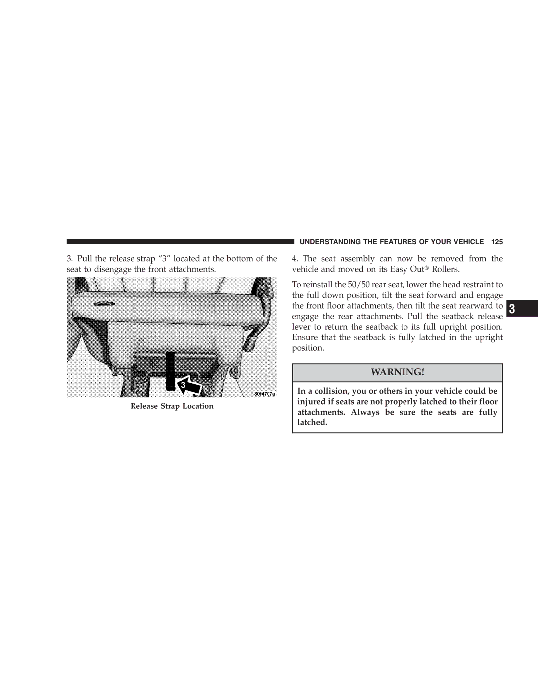 Chrysler 2005 Town and Country manual Release Strap Location 