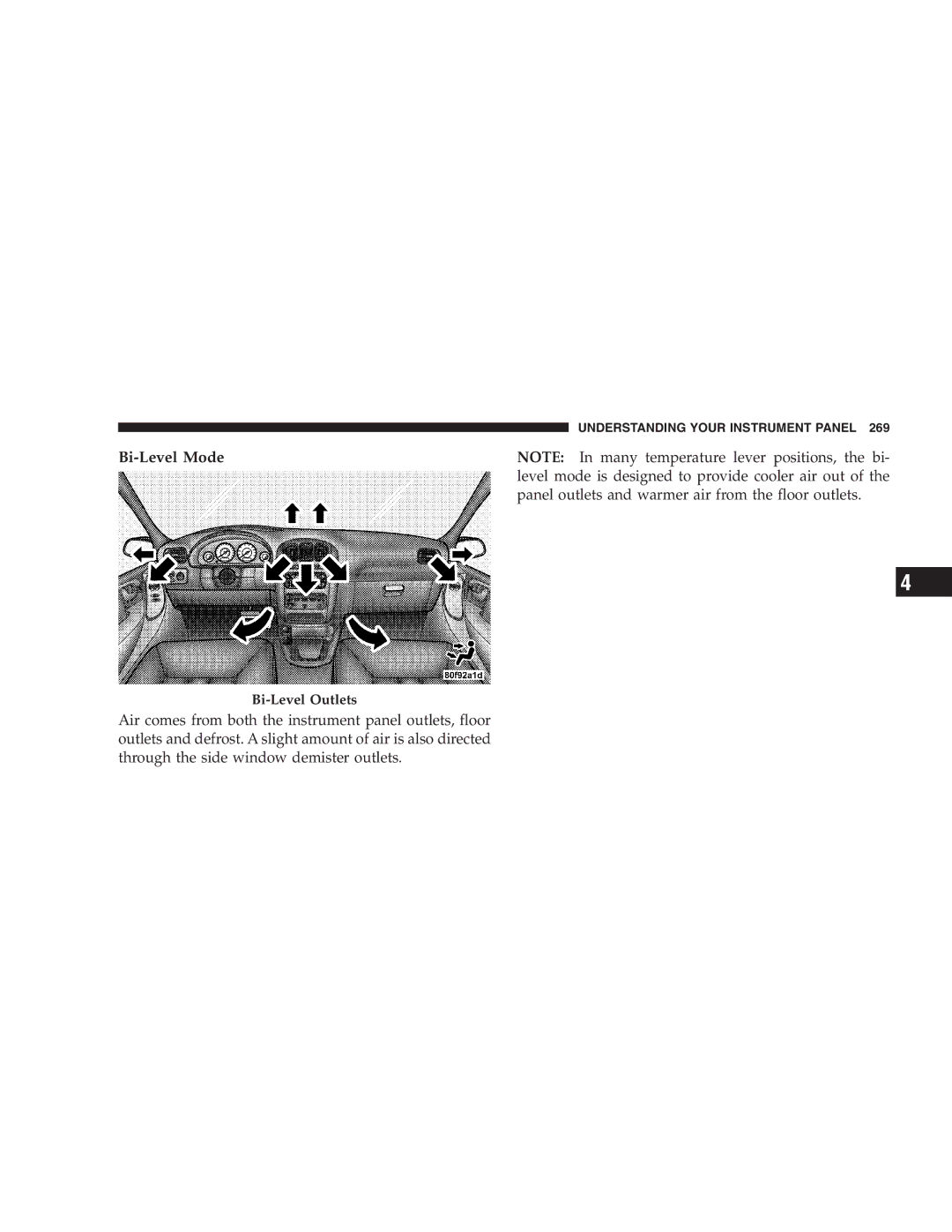 Chrysler 2005 Town and Country manual Bi-Level Outlets 