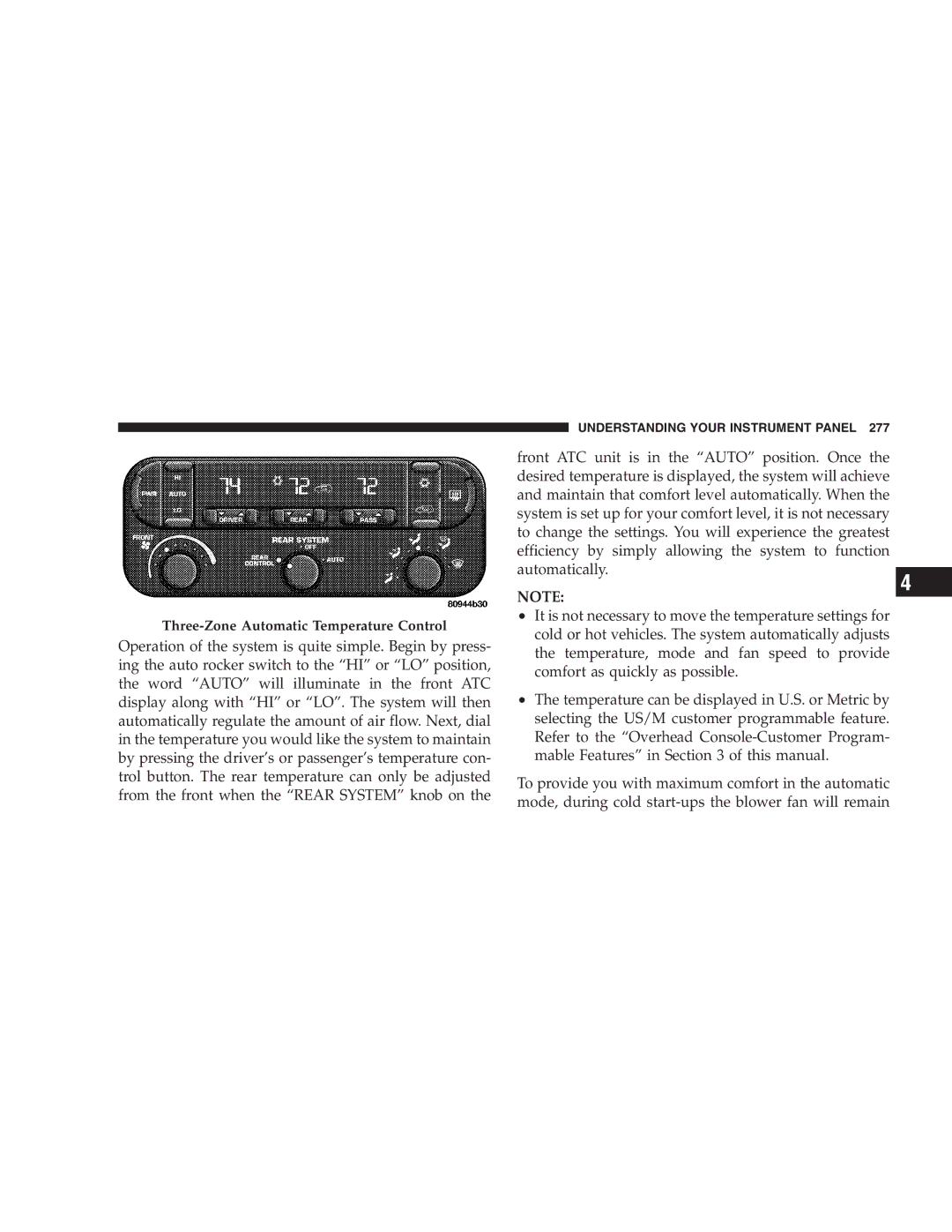 Chrysler 2005 Town and Country manual Three-Zone Automatic Temperature Control 