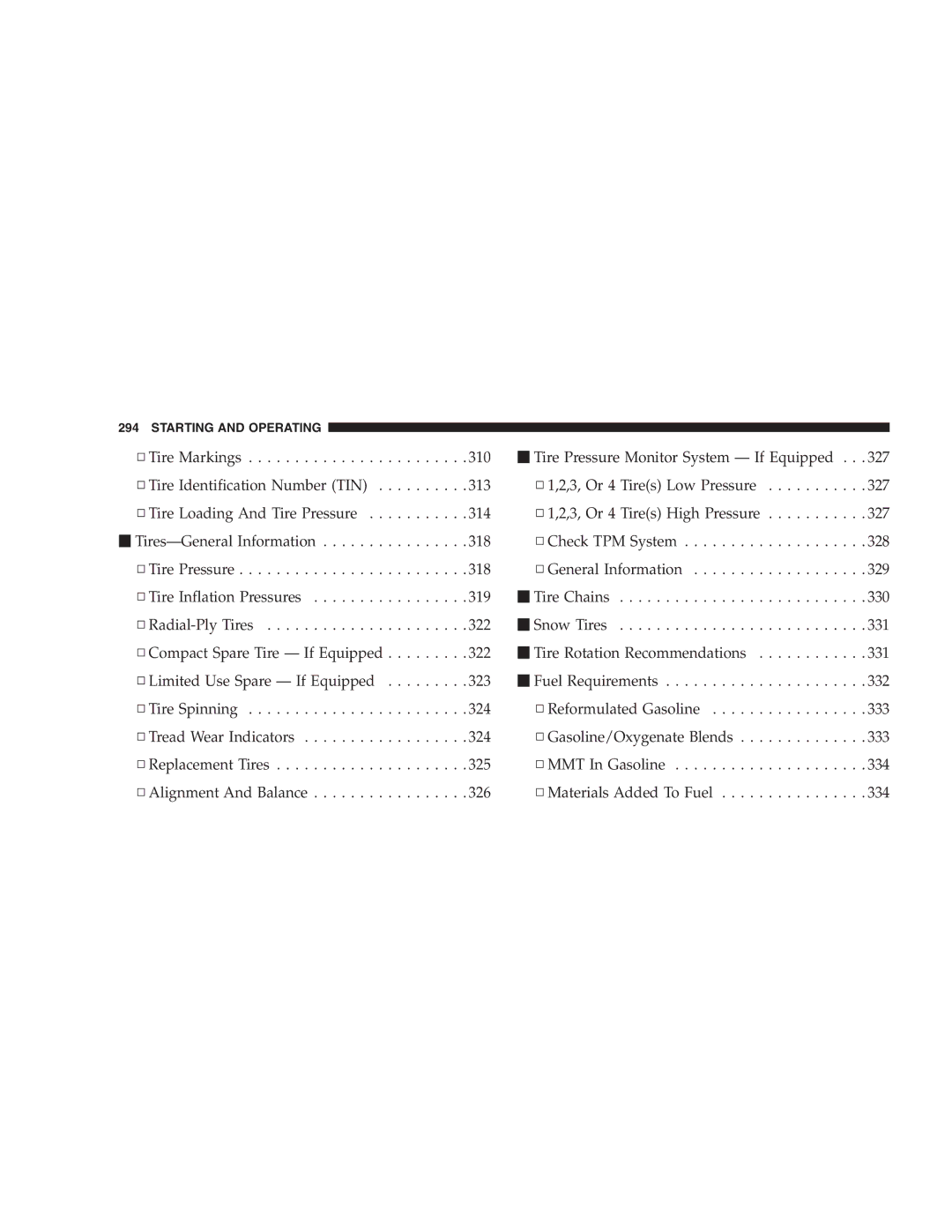 Chrysler 2005 Town and Country manual Starting and Operating 