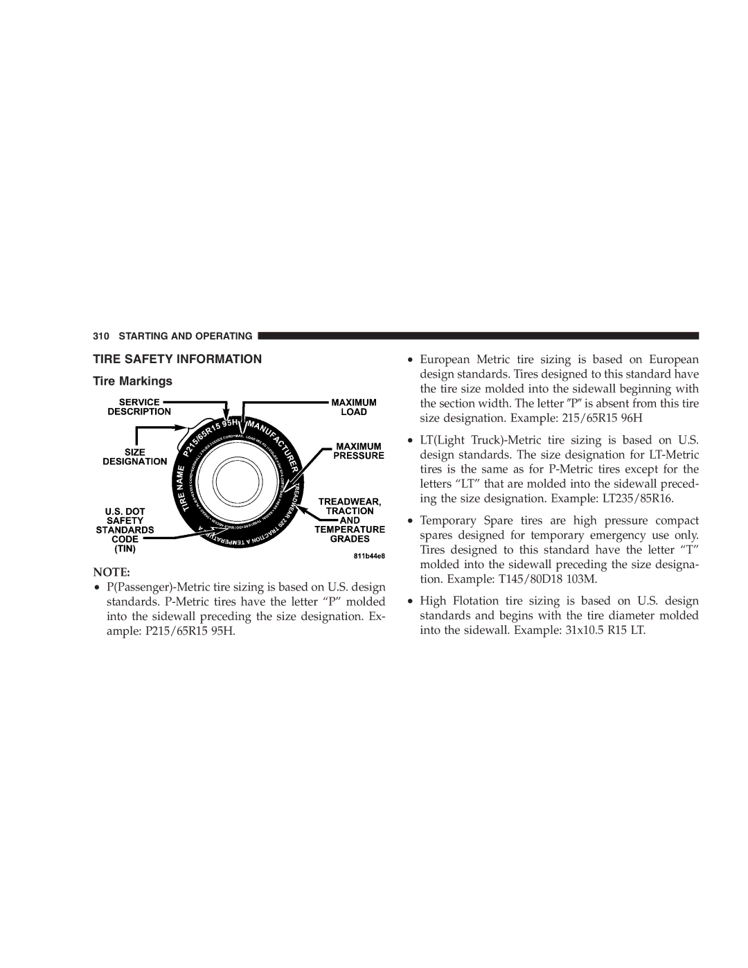 Chrysler 2005 Town and Country manual Tire Safety Information, Tire Markings 