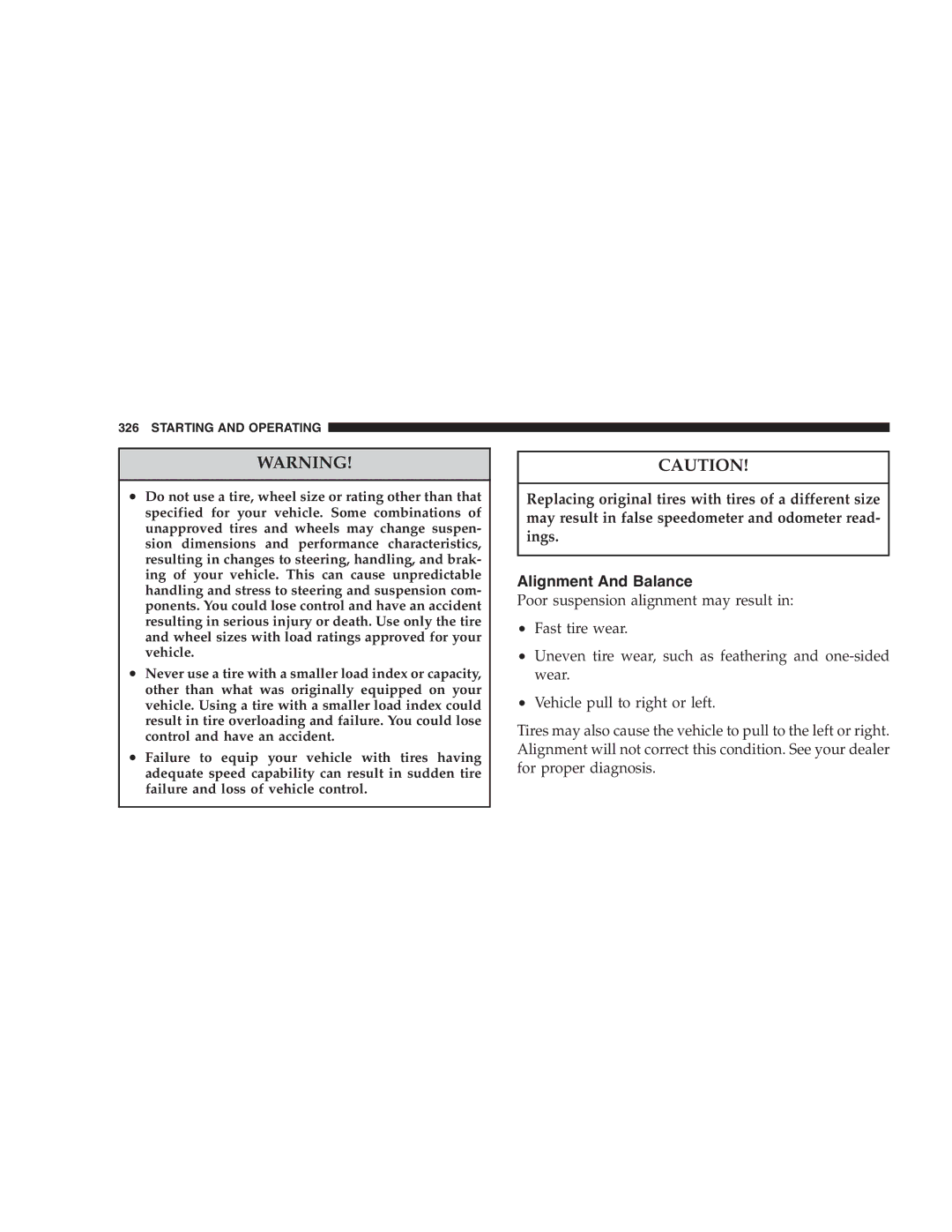 Chrysler 2005 Town and Country manual Alignment And Balance 