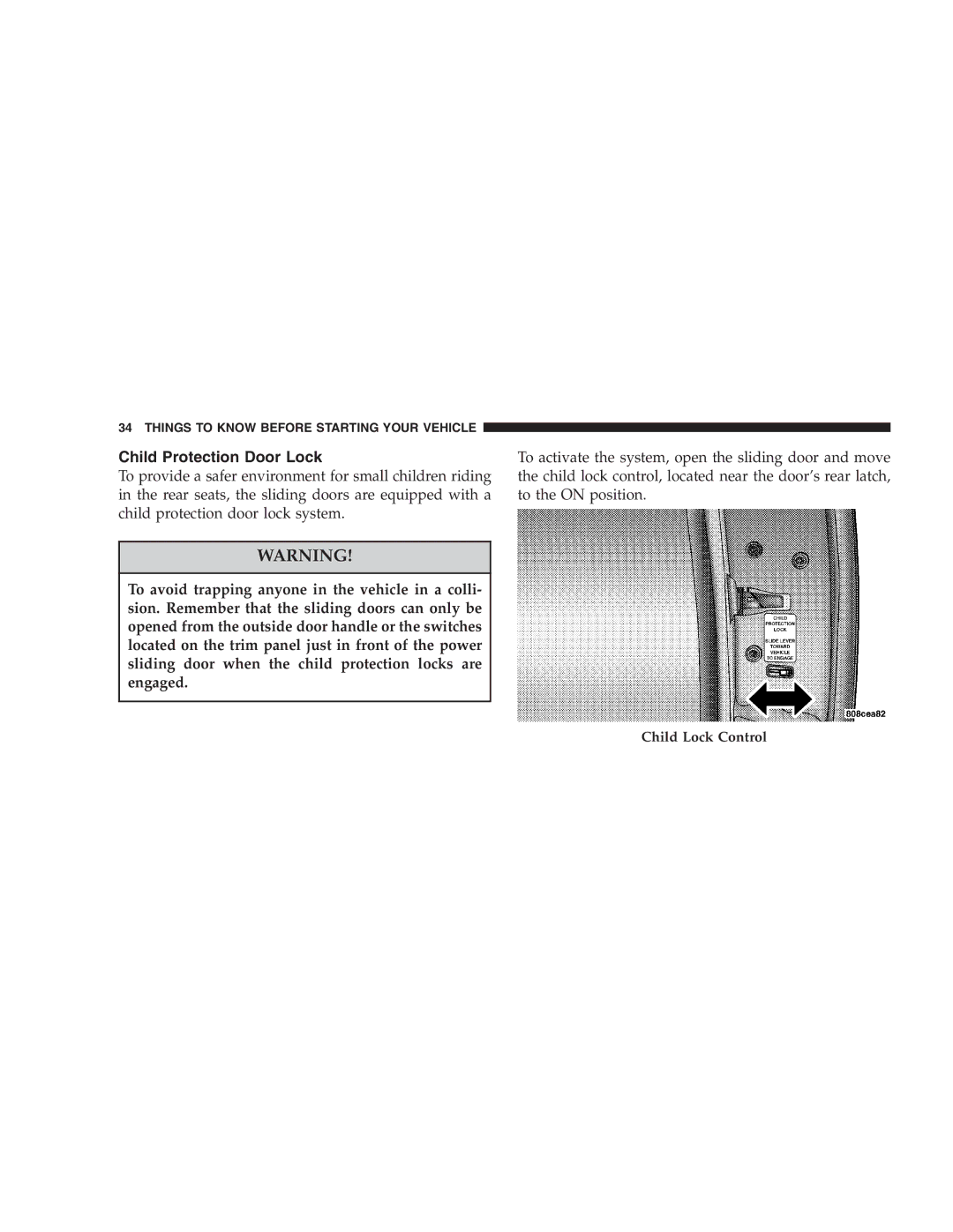 Chrysler 2005 Town and Country manual Child Protection Door Lock 