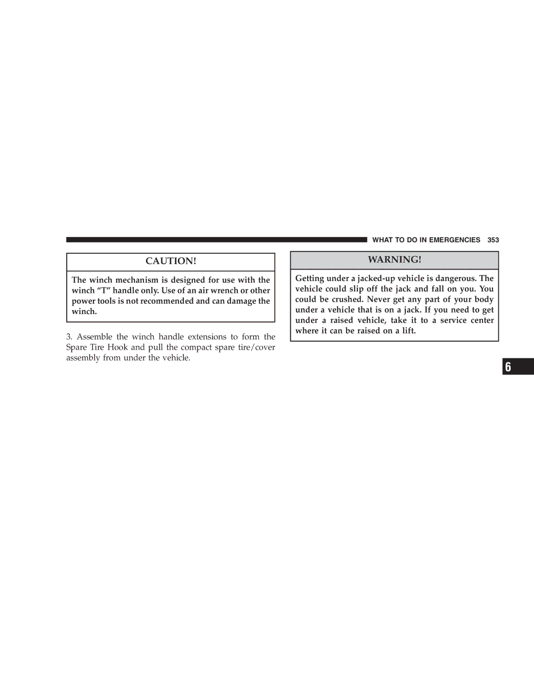 Chrysler 2005 Town and Country manual What to do in Emergencies 