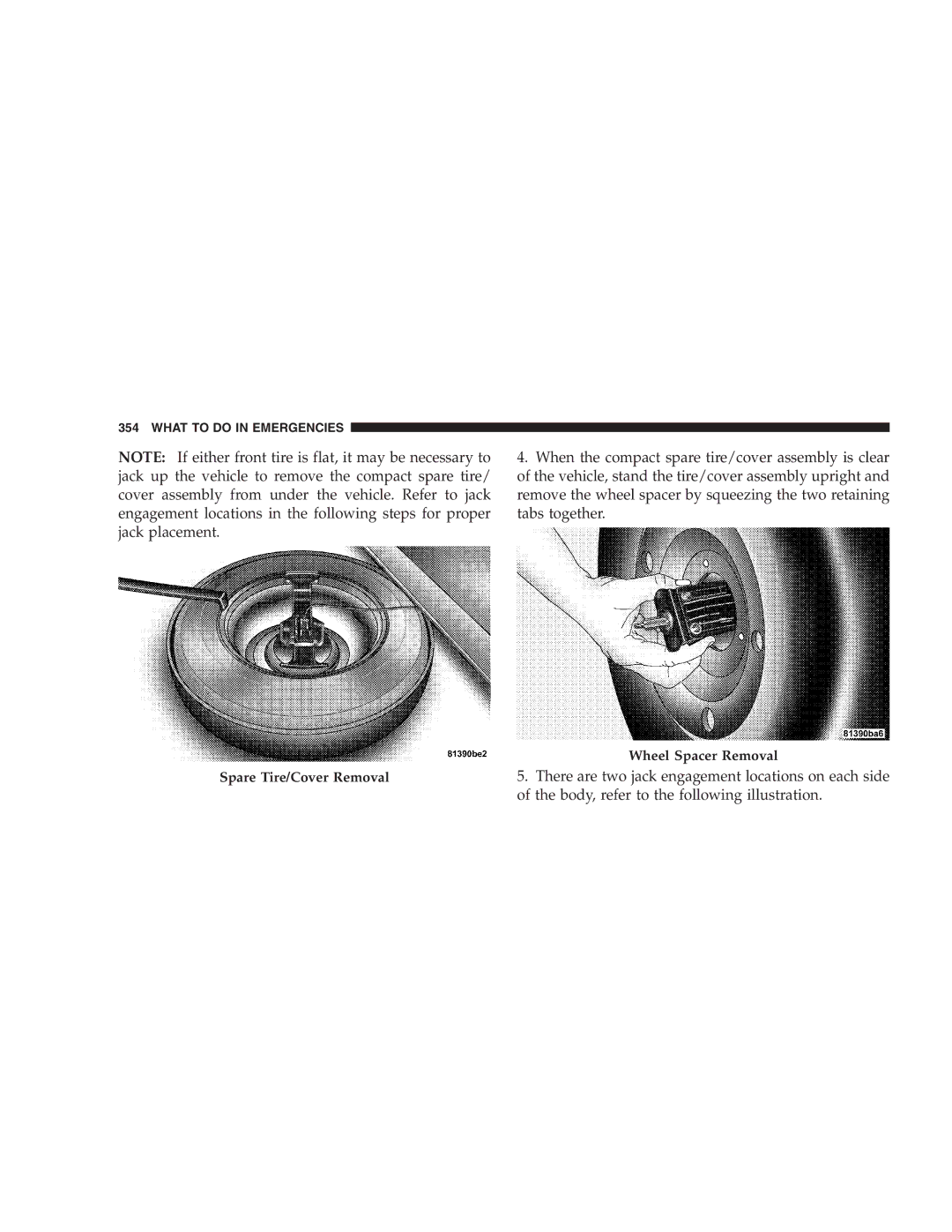 Chrysler 2005 Town and Country manual Spare Tire/Cover Removal 