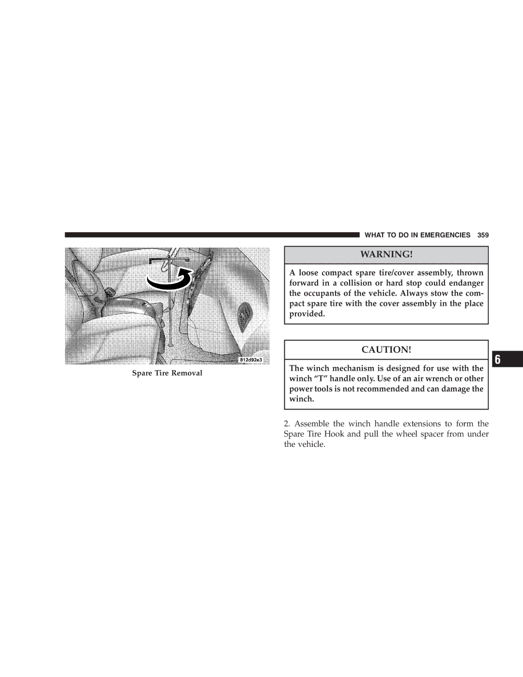 Chrysler 2005 Town and Country manual Spare Tire Removal 