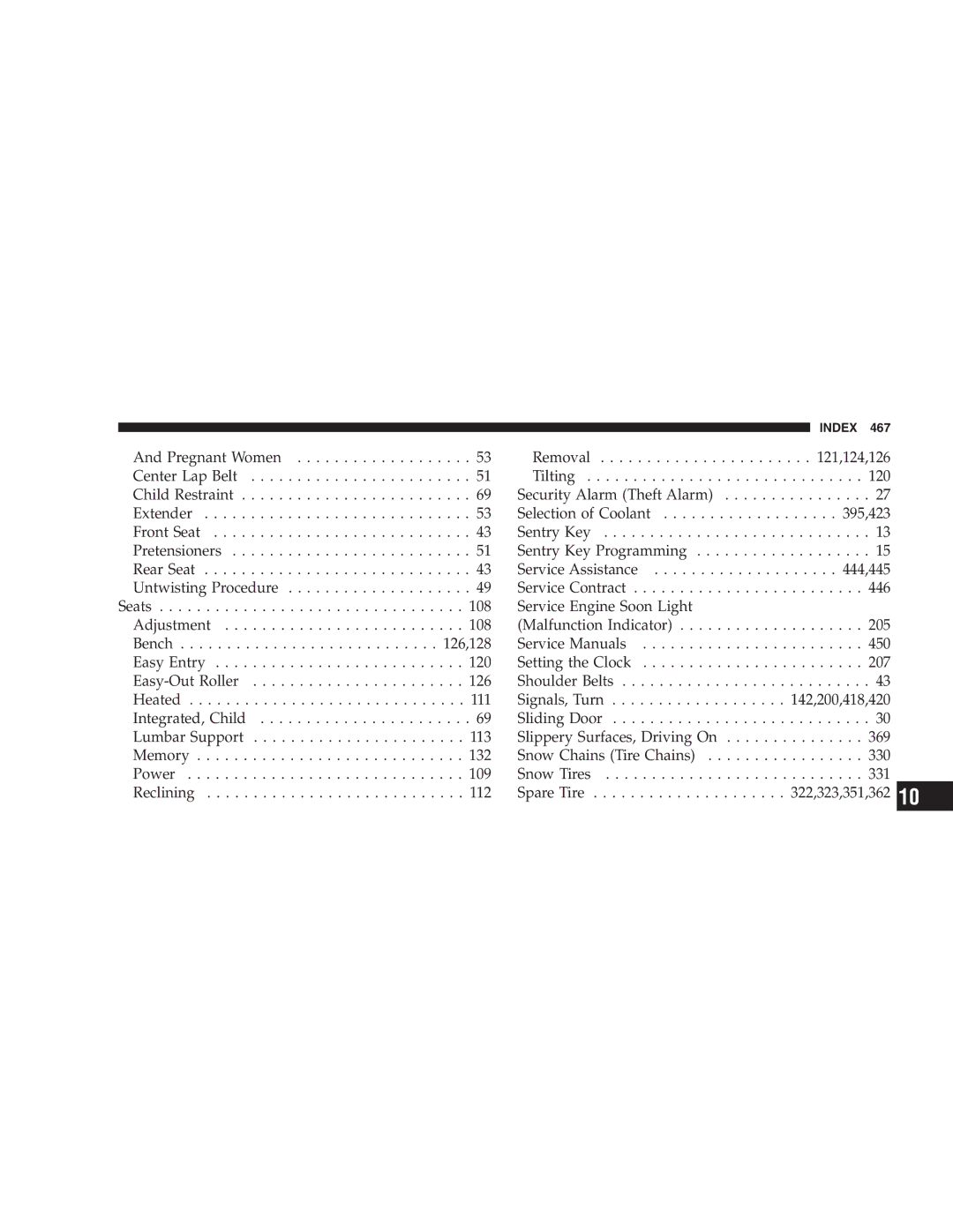 Chrysler 2005 Town and Country manual Index 