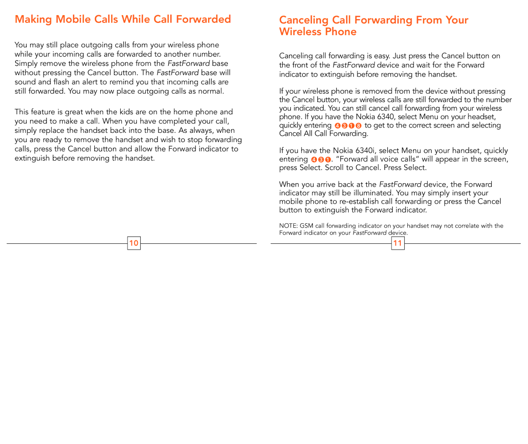 Cingular 6340i manual Making Mobile Calls While Call Forwarded, Canceling Call Forwarding From Your Wireless Phone 