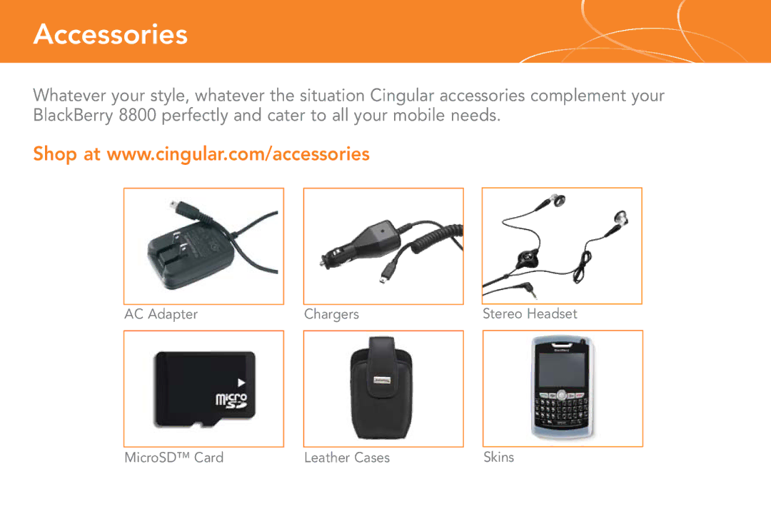 Cingular 8800 manual Accessories 