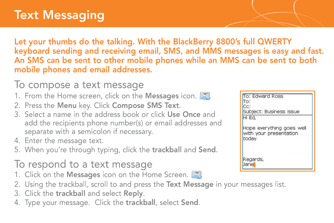 Cingular 8800 manual Text Messaging, To compose a text message, To respond to a text message 