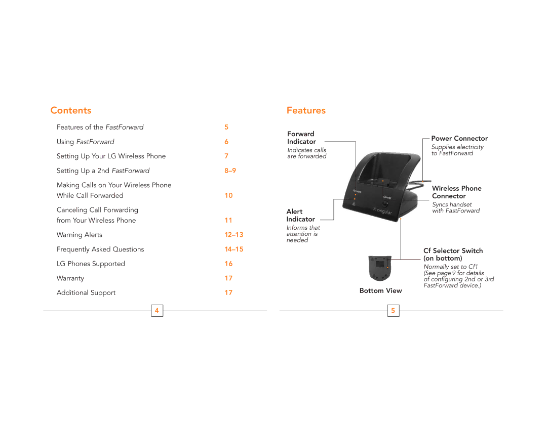 Cingular G4050, G4010 manual Contents, Features 