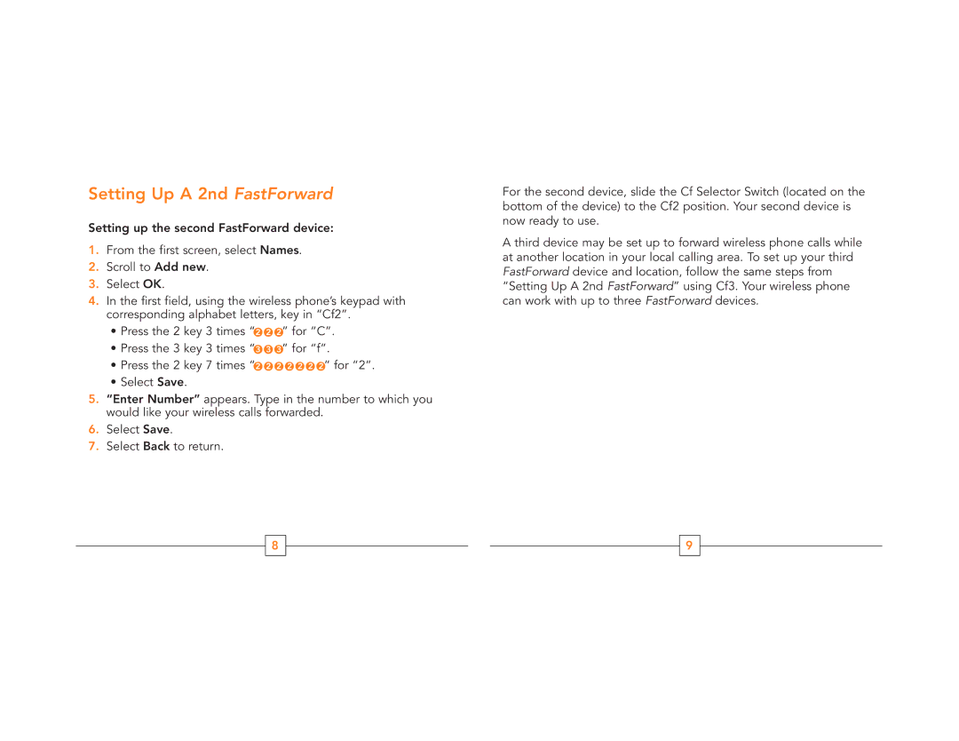 Cingular G4050, G4010 manual Setting Up a 2nd FastForward 