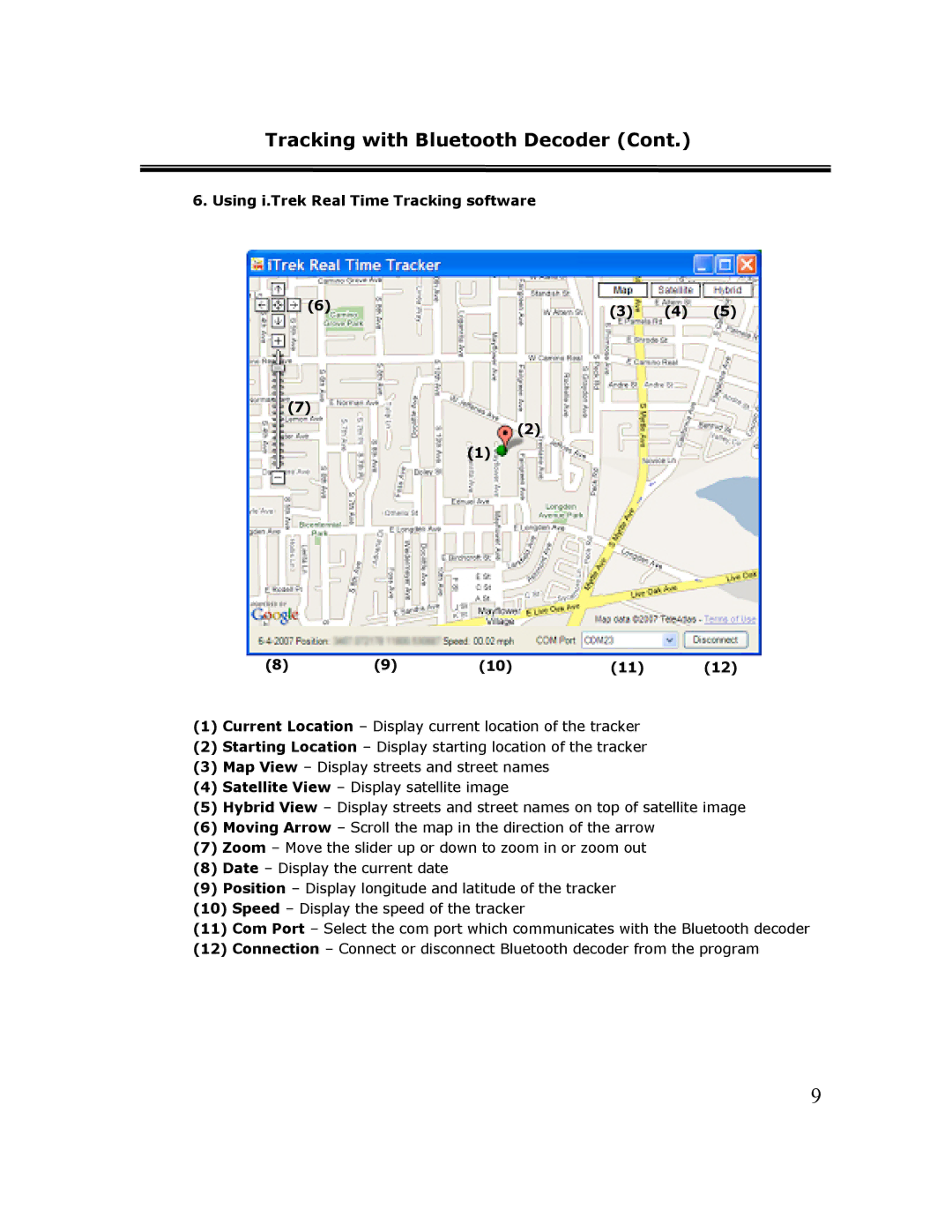 Cingular TR-1 manual Using i.Trek Real Time Tracking software 