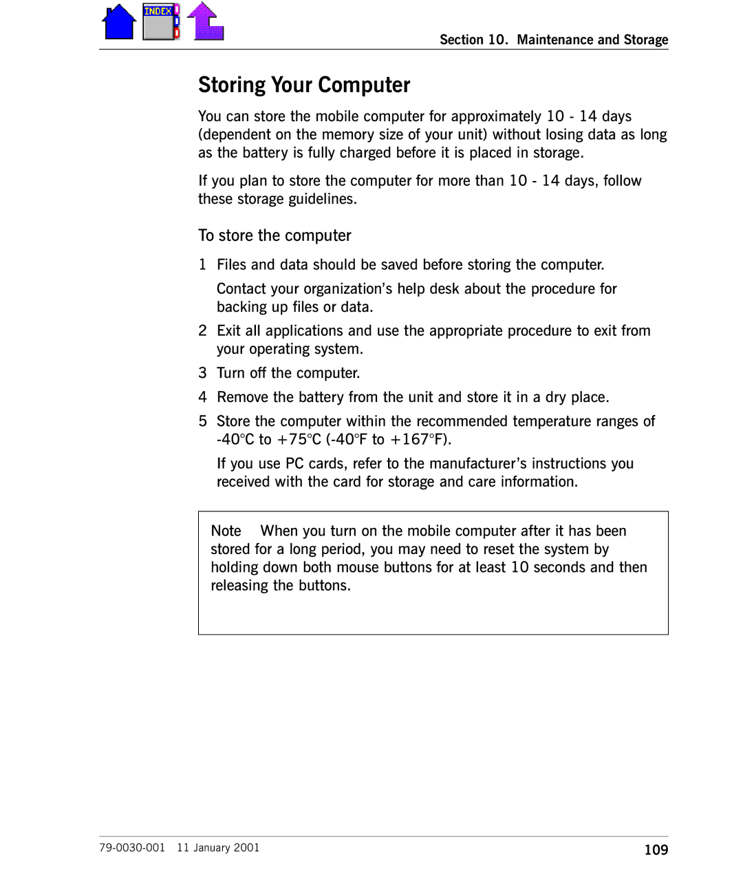 Cingular X-C 6250 Pro (300) manual Storing Your Computer, To store the computer 