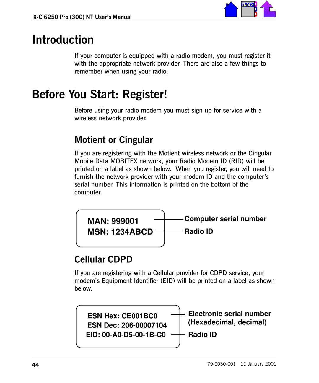 Cingular X-C 6250 Pro (300) manual Before You Start Register, Motient or Cingular, Cellular Cdpd 