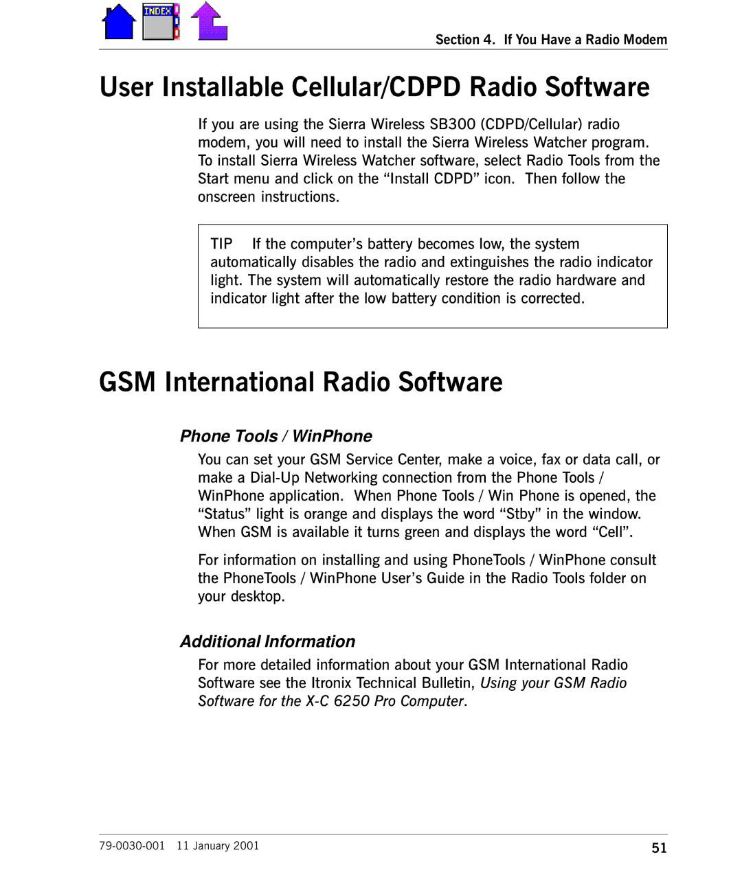 Cingular X-C 6250 Pro (300) manual User Installable Cellular/CDPD Radio Software, GSM International Radio Software 