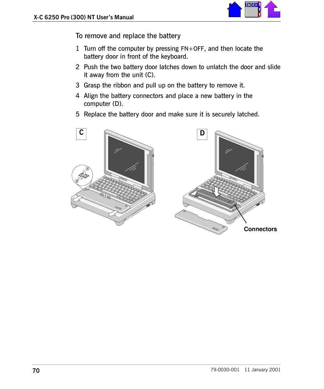 Cingular X-C 6250 Pro (300) manual To remove and replace the battery 