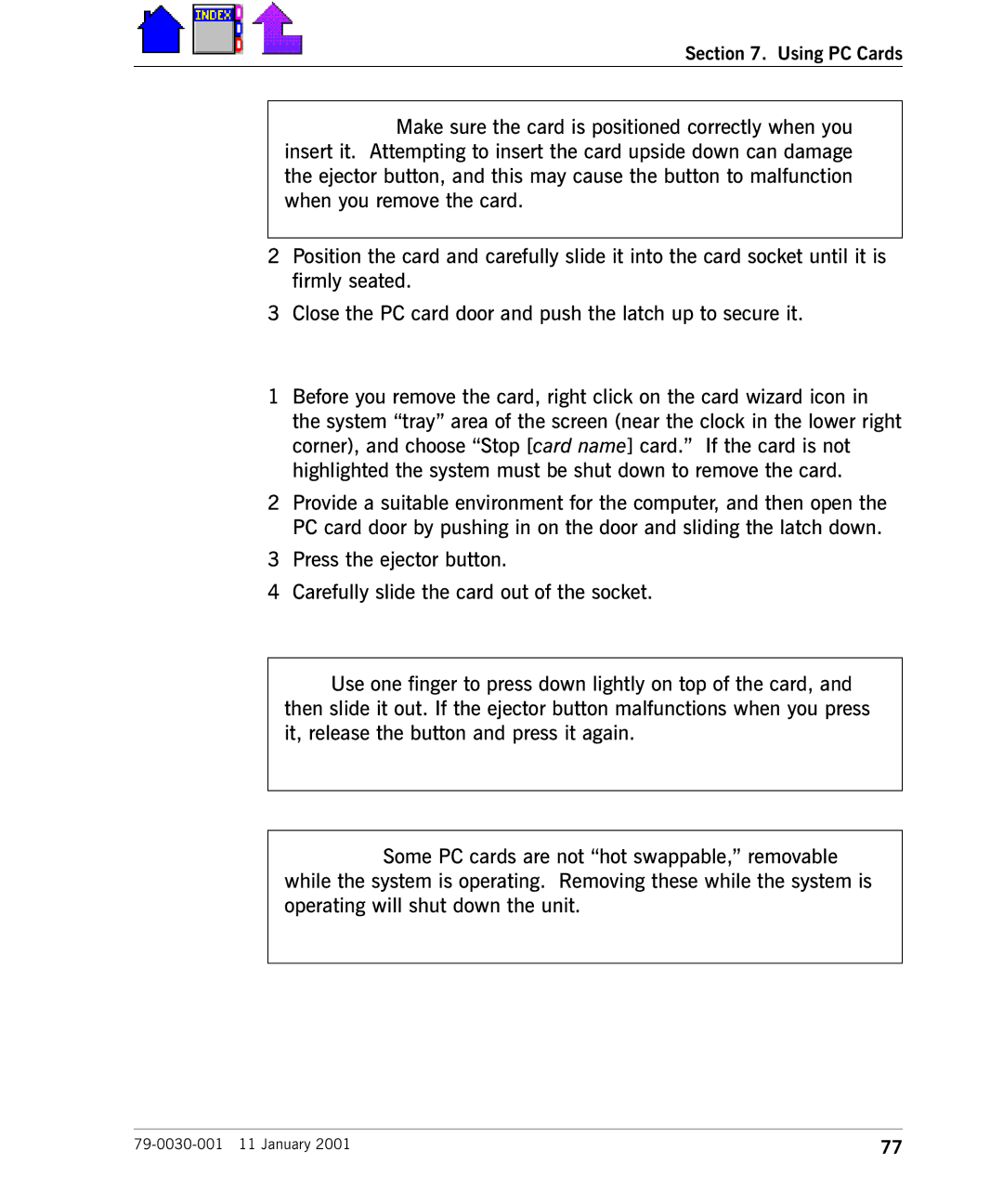 Cingular X-C 6250 Pro (300) manual To remove a PC card 