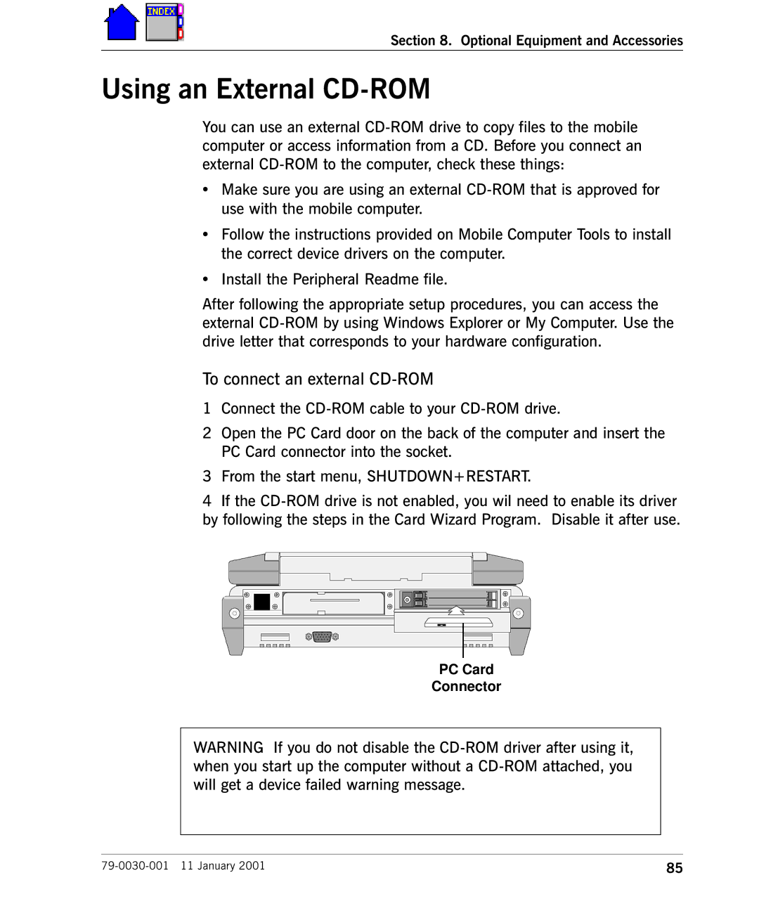 Cingular X-C 6250 Pro (300) manual Using an External CD-ROM, To connect an external CD-ROM 