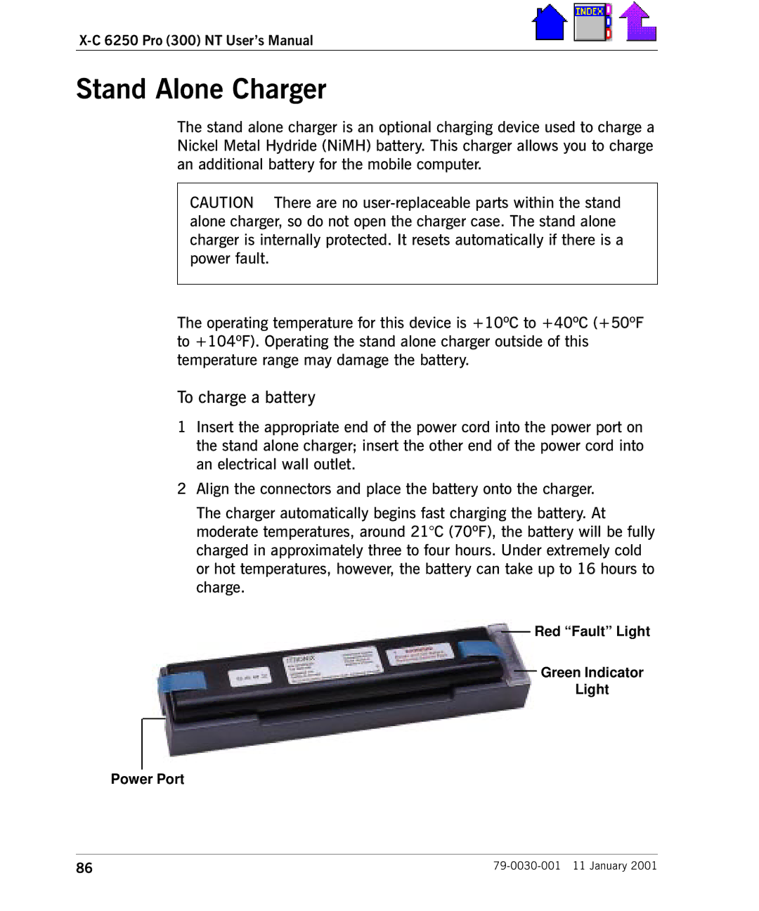 Cingular X-C 6250 Pro (300) manual Stand Alone Charger, To charge a battery 