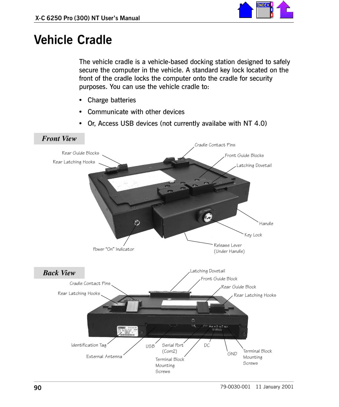 Cingular X-C 6250 Pro (300) manual Vehicle Cradle, Back View 